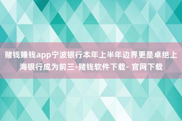 賭錢賺錢app寧波銀行本年上半年邊界更是卓絕上海銀行成為前三-賭錢軟件下載- 官網下載